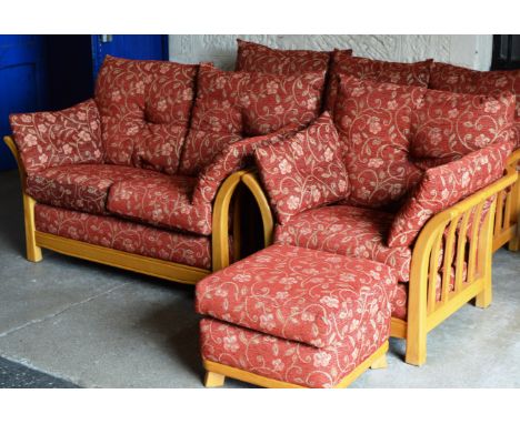 4 PCE ERCOL LOUNGE SUITE - 3 SEATER, 2 SEATER, SINGLE CHAIR AND FOOT STOOL     