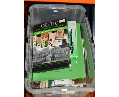 BOX WITH LARGE QUANTITY OF CELTIC MEMORABILIA TICKET STUBS, VIDEOS, ETC     