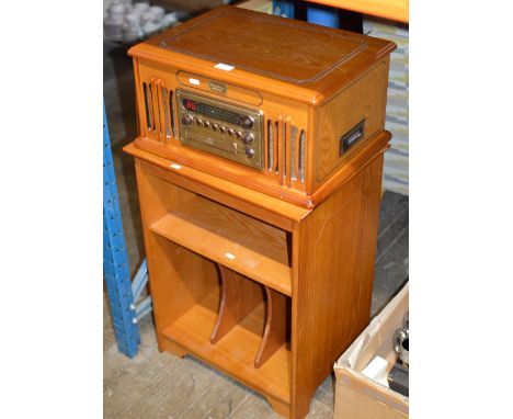 MODERN RECORD PLAYER ON 1970 TEAK STAND     