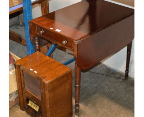 PEMBROKE MAHOGANY TABLE, VINTAGE PHILIPS RADIO     