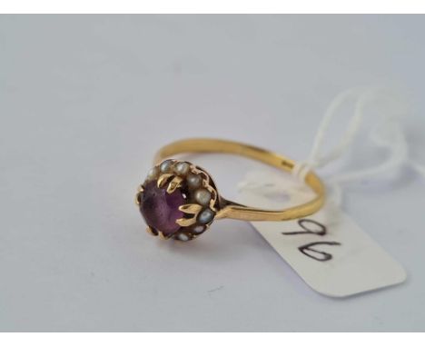 A pearl amethyst ring in 18ct gold 2.8g inc