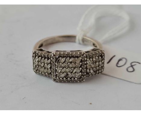 Attractive silver multi stone dress ring size R