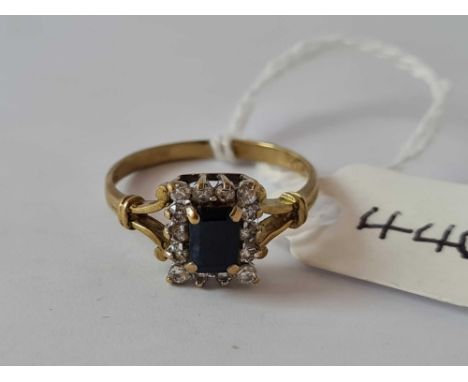 An emerald cut Sapphire dress and cz dress ring Size Q