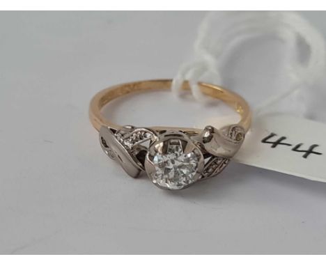 Antique 18ct white & yellow gold mounted single stone diamond ring, the Old cut diamond weighs 0.55 cts, size L     £300  