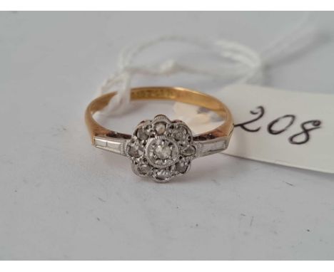 Antique diamond daisy cluster ring 18ct size K