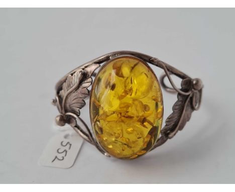 Large silver and Amber bangle 50gms