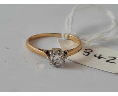 A Clear White Diamond solitaire ring in 18 ct gold approx 1/3rd Ct Size K