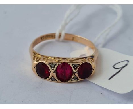 Antique Chester 1910 ruby ring in 9ct size N 1.6g inc
