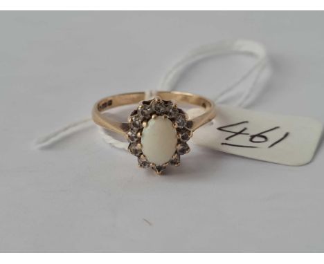 An opal and white stone 9ct ring size Q 2.2g inc