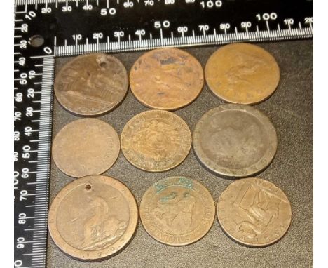 John Wilkinson Iron Works Halfpenny token 1790 and 8 others