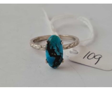 Silver turquoise Matrix ring size t