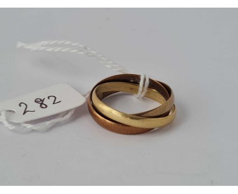 Three colour  Gold band ring Size P 3.6gms