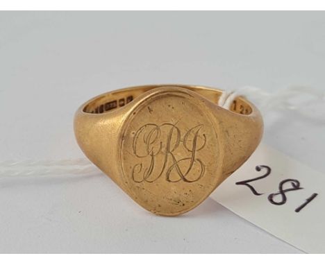 Gents Gold signet ring 9ct Size W 6.4gms