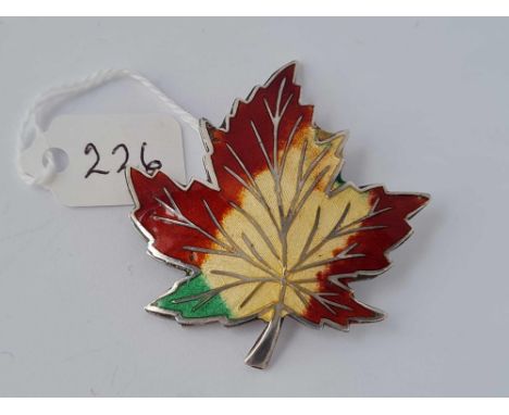 Silver and enamel Maple leaf brooch