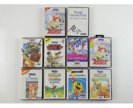 Sega Master System games inlcuding Pac Mania, Asterix, Winter Olympics, and California Games (10 in lot)