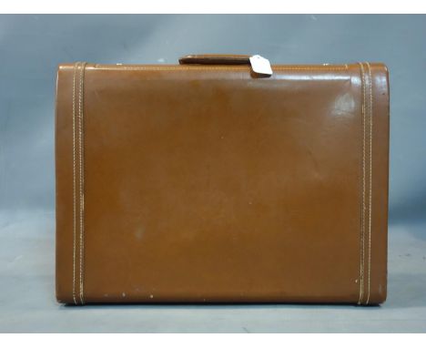 Vintage 1950's american brown suitcase, H18cm, W53cm, D35cm