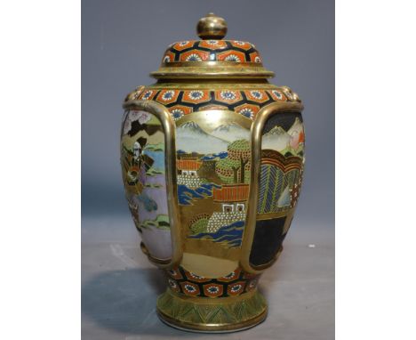 Vintage Japanese Kutani/Satsuma Vases, circa 1920s, H38cm