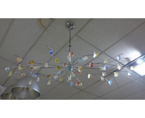 An Italian designer six light chandelier by IDR, H.74 W.125 D.75cm 