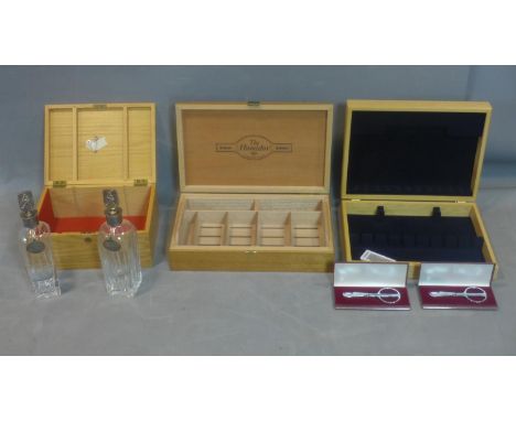 Two Johnnie Walker 150th Anniversary Decanters with wooden box, together with The Humidor - Havanas Habanos Cigar Humidor Box
