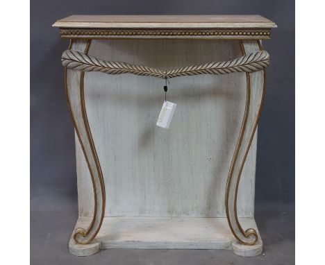 A French Commode with turned legs on a stone effect plinth and back. H89cm, W71cm, D31cm.