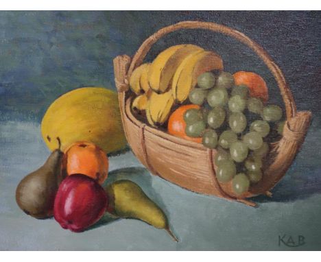 Kenneth Brundle FRIBA (contemporary British school), An oil sketch of a still life of a fruit and a fruit bowl, signed, frame