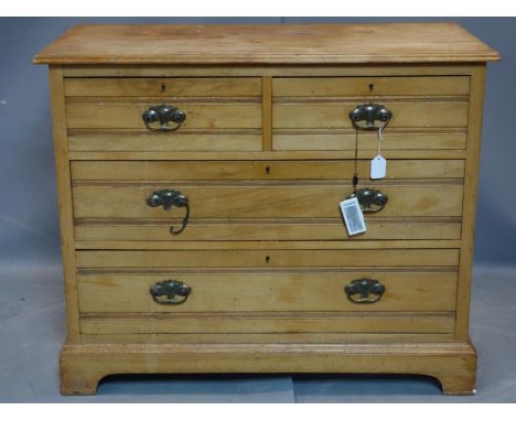 A mid-century trunk or dresser chest of drawers soft wood, H87cm, W106cm, D53cm.