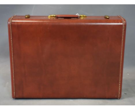Vintage 1950s Samsonite shwayder brown hardshell travel suitcase, H16cm, W61cm, D46cm