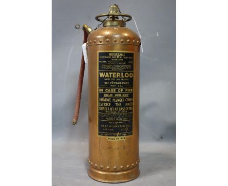 A vintage Waterloo copper fire extinguisher, made in 1964, H.60cm 