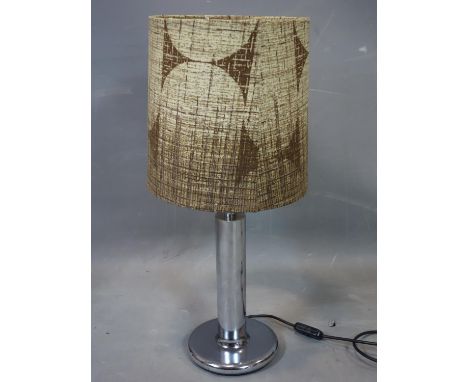 A chrome table lamp with original shade, 1960's 