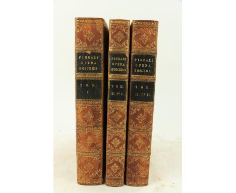 Pindar: Boeckhius (Aug.)ed.ÿPindari Opera Quae Supersunt, 2 vols. in 3, lg. 4to Leipzig (J.A. Gottlob Weigel) 1811 - 21. Lg. 