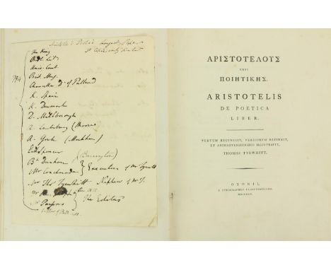 Largest Paper - Only 30 Copies Printedÿ  Aristotle - Tyrwhitt (Thos.)ed.ÿAristotalis de Poetica Liber, 4to Oxford (Clarendon 