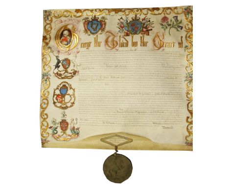 Magnificent Illuminated Charter, 1767ÿ  Manuscript:ÿÿRoyal Letters patent of George III, dated September 3rd, 1767, granting 