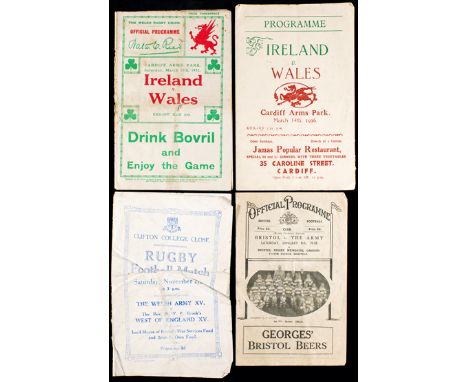 Three 1930s rugby programmes,two Wales v Ireland internationals 12.3.1932 & 14.3.36; Bristol v The Army 8.1.38; sold together