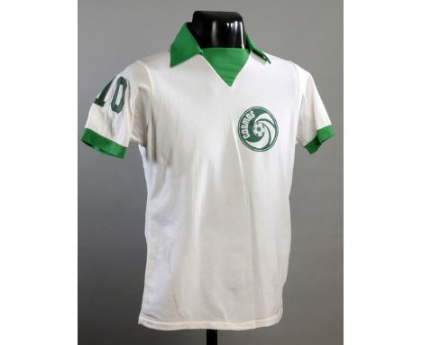 Pele match-worn white Cosmos No,10 jersey from the friendly game v Lazio of Italy at the Giant's Stadium 1st June 1977,number