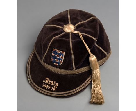 Stan Mortensen England v Italy international football cap 1949-50,a little discolouration; sold with the match programme for 