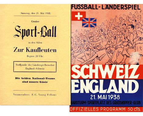 Switzerland v England international programme played in Zurich 21st May 1938,official Programme, 40 pages, complete with inse