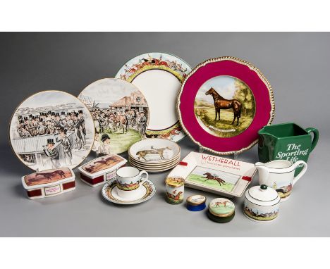 Modern racing-themed ceramics,i) Spode bone China Brigadier Gerard plateii & iii) Pair of Heimers bone china plates with deco