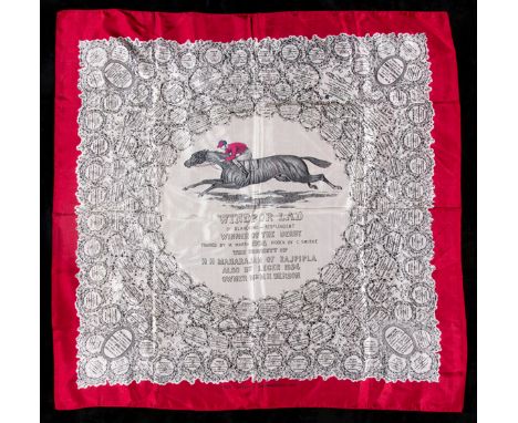 A ladies silk scarf commemorating the victory of the Maharaja of Rajpipla's Windsor Lad in the 1934 Derby