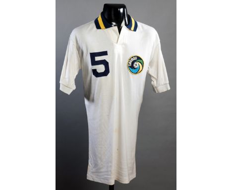 Carlos Alberto match-worn New York Cosmos No.5 jersey from the match v New England Tea Men at the Giants Stadium 24th June 19