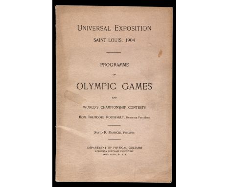 Scarce St Louis 1904 Olympic Games programme,containing details & schedule of all events, dignitaries, rules & regulations, i