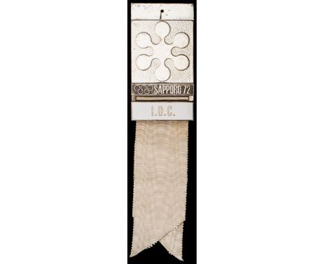 Sapporo 1972 Winter Olympic Games IOC badge,silvered & enamel, inscribed SAPPORO '72, I.O.C., white ribbon
