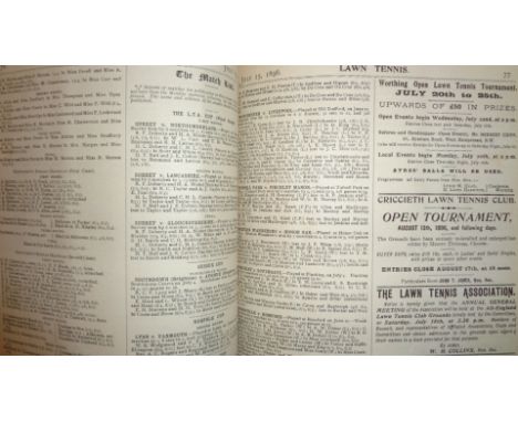A bound copy of Lawn Tennis Magazine (Volume 1) covering 17th. June to 14th. October 1896,the item consists of 282 pages, com
