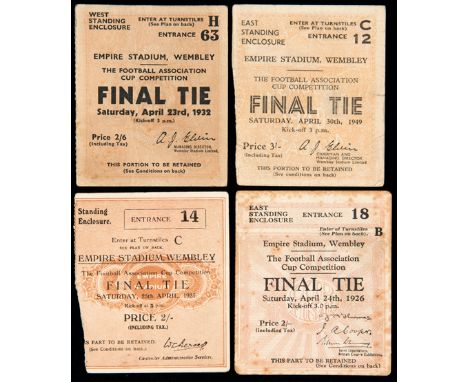 Four F.A. Cup Final ticket stubs for 1925, 1926, 1932 & 1949,Cardiff v Sheffield United, Bolton v Manchester City, Arsenal v 