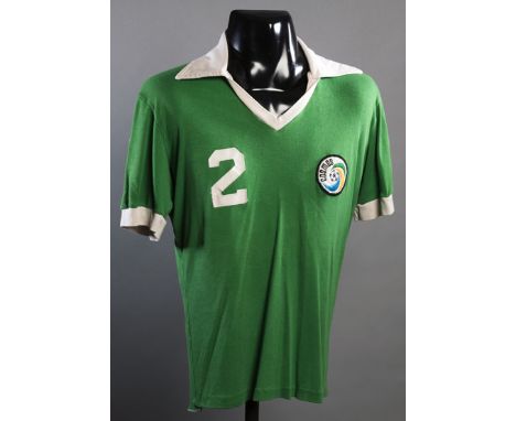 Bobby Smith Cosmos No.2 jersey from the 1978 Championship season,green & white trimmed short-sleeve jersey number 2 to the fr