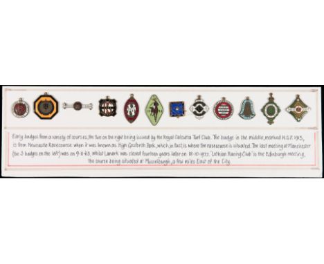 Collection of 12 racecourse member's badges,Manchester & Counties 1913-14, 1920 & 1925; Read's Stand Doncaster 1931, Newmarke