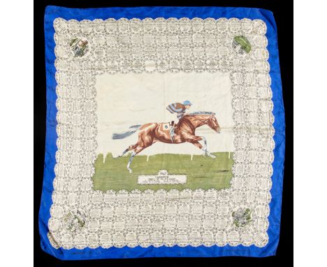 A ladies silk scarf commemorating the victory of Mr Guest's Larkspur in the 1962 Derby