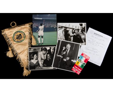 Pele New York Cosmos memorabilia,including a photocopy of Pele's first sign of agreement to join the Cosmos, a signed "offer"