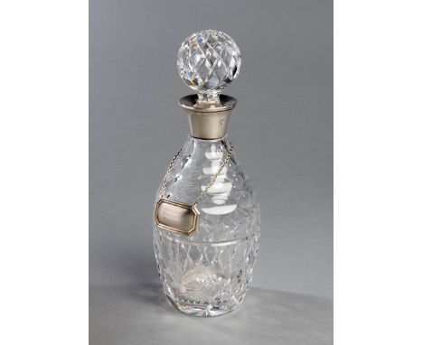 Plumpton race trophy,in the form of a hallmarked silver mounted crystal decanter & stopper, etched with a steeplechase season