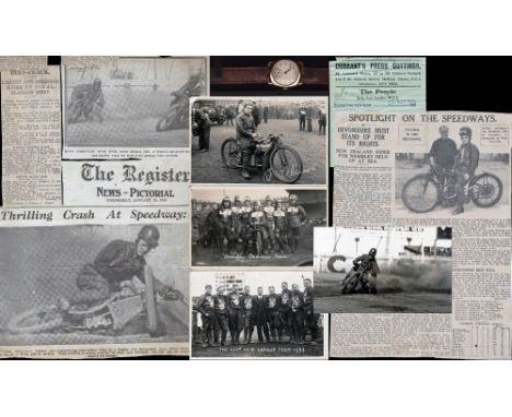 Arthur Atkinson 1930s Australian and British speedway memorabilia, a gold wristwatch with the back engraved WEMBLEY SPEEDWAY,