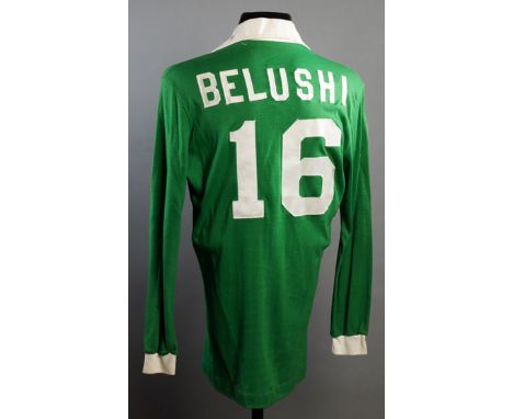 Commemorative Cosmos shirt made for the actor John Belushi when attending a game as a VIP guest at the Giants Stadium,green l